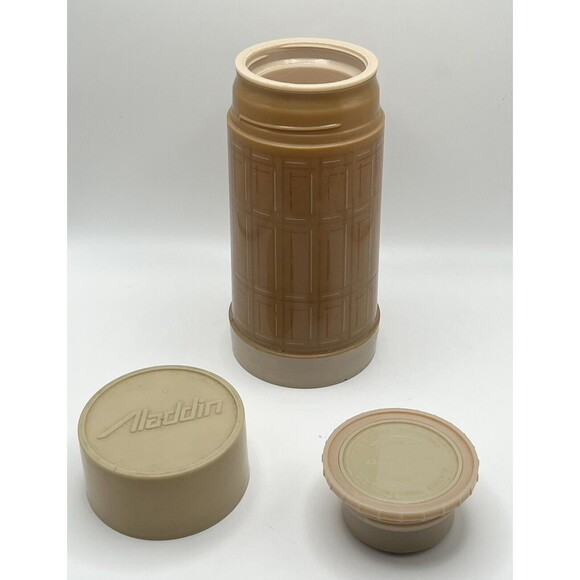 Vintage Aladdin Best Buy Wide Mouth 10 oz Thermos WM4020 Brown Plaid USA Used - Picture 3 of 5